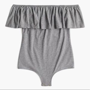 J. Crew Ruffle Off Shoulder Cotton Shirt Bodysuit